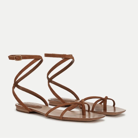 Veronica Beard Allegra Suede Ankle-Wrap Sandal - Picture 1 of 4